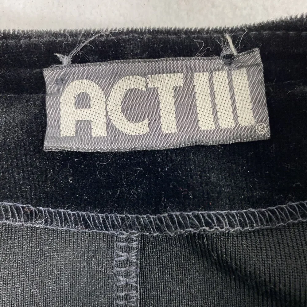 Vintage Act III Black Velvet Jacket Womens Small Party Event  Open‎ Front Goth - Picture 4 of 9